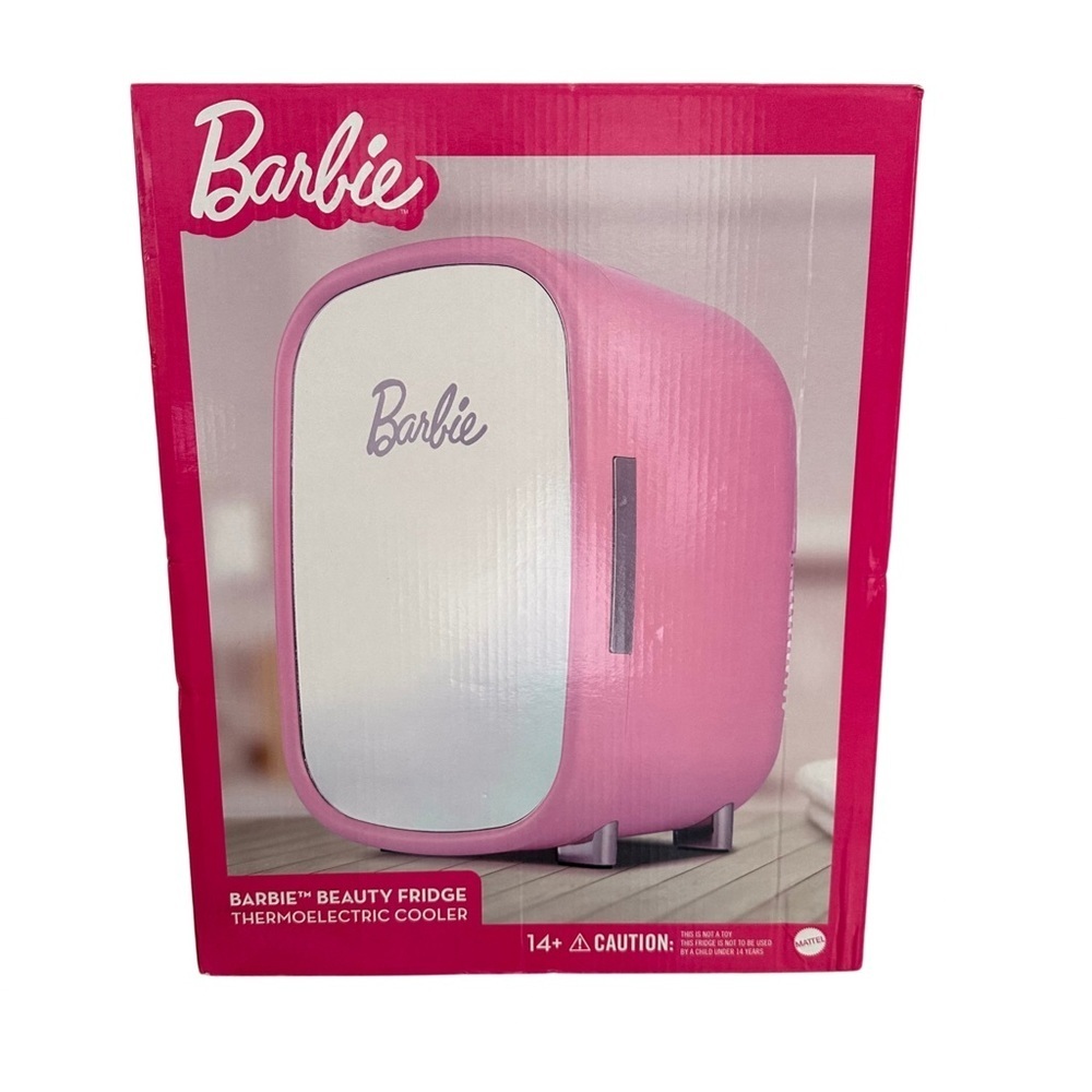 BARBIE Mirror Beauty Cooler Mini Fridge Glass Door Pink NEW IN BOX